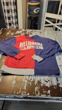 Billionaire Boys Club Split Red and Navy Blue Crewneck Sweatshirt XL